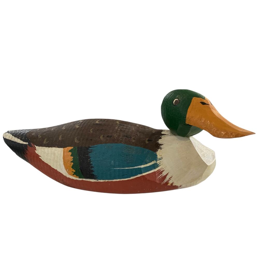 Wooden Hand-Crafted Painted Decoy Duck 12 Inches Vintage Home Decor